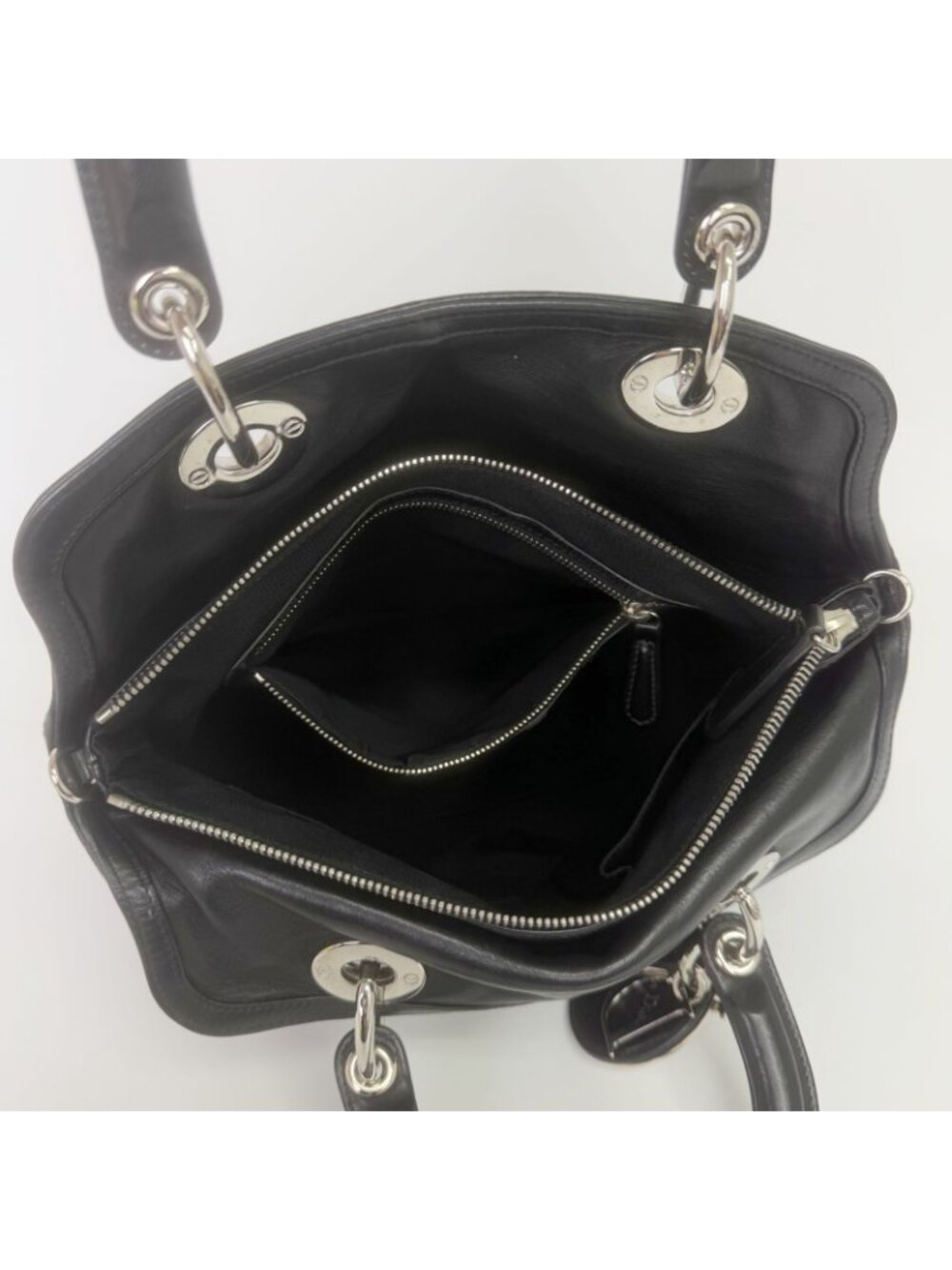 Dior Lady Cannage Large Shoulder Bag Leather Black Vintage - Picture 16 of 16